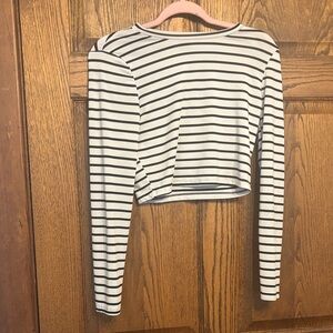 Striped Long Sleeve Crop Top